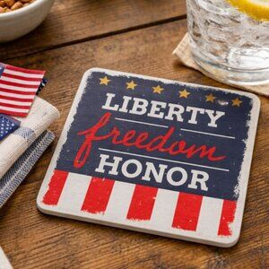 America 250 Patriotic Drink Coasters Set of 6 Liberty Freedom Honor Americana